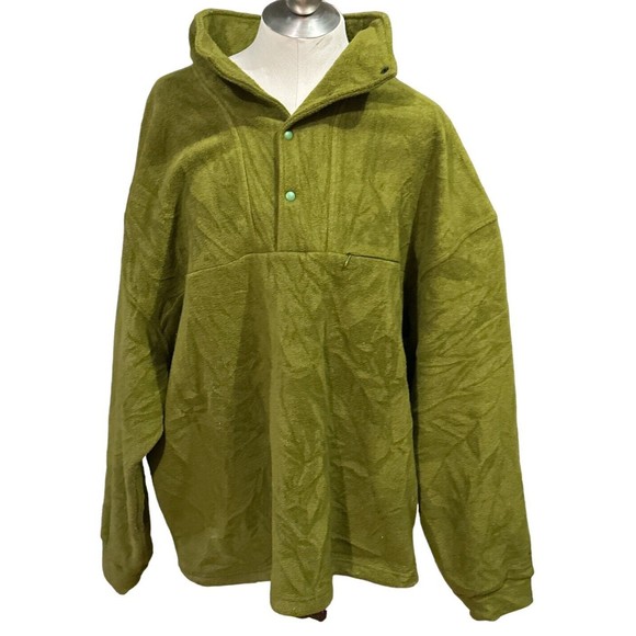 EMS Pinnacle Performance Olive Green Fleece Pullover 1/4 Snap Close‎ Men's XXL - Picture 1 of 6